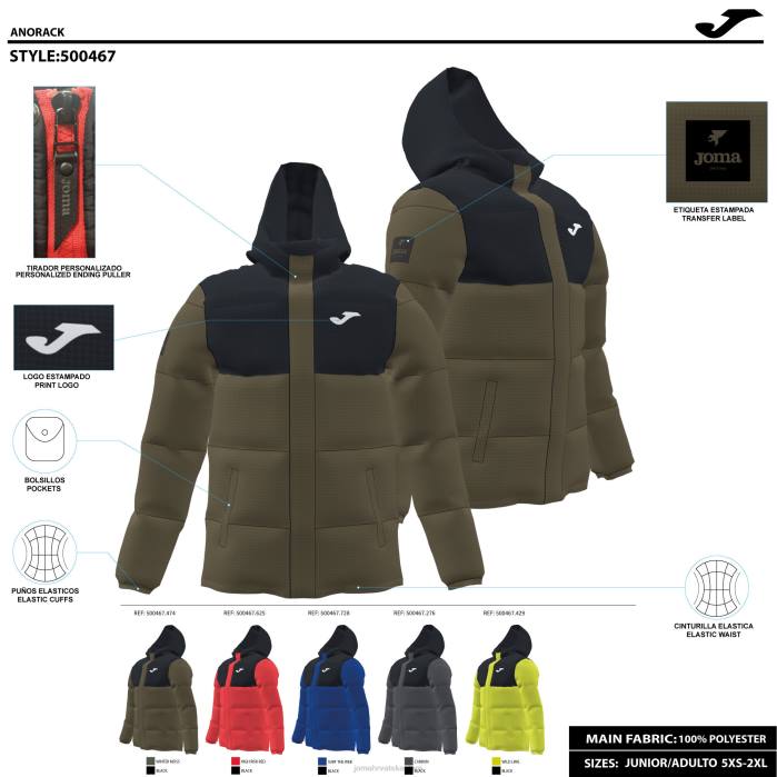 hr Joma anorak park crveno-crno 6FVN668 muškarci