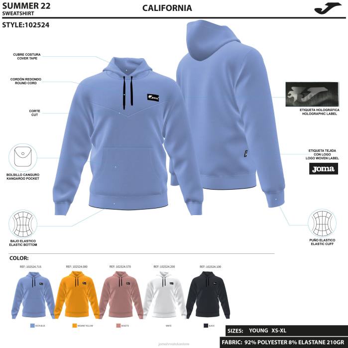 hr Joma pulover s kapuljačom california crno 6FVN4696 muškarci