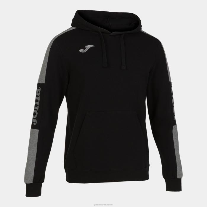 hr Joma pulover s kapuljačom street crna melange siva 6FVN3323 muškarci