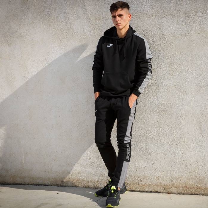 hr Joma pulover s kapuljačom street crna melange siva 6FVN3323 muškarci