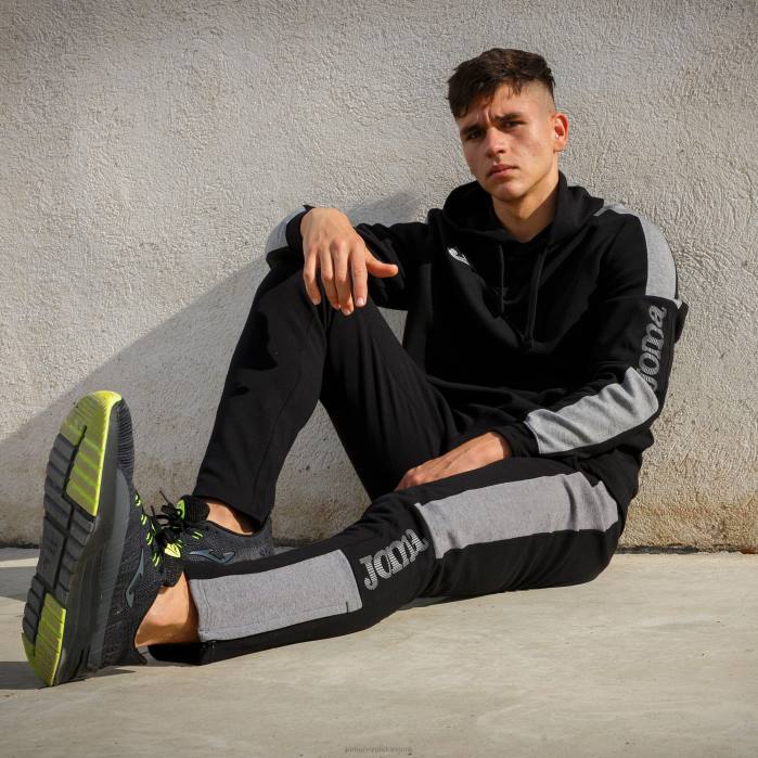 hr Joma pulover s kapuljačom street crna melange siva 6FVN3323 muškarci