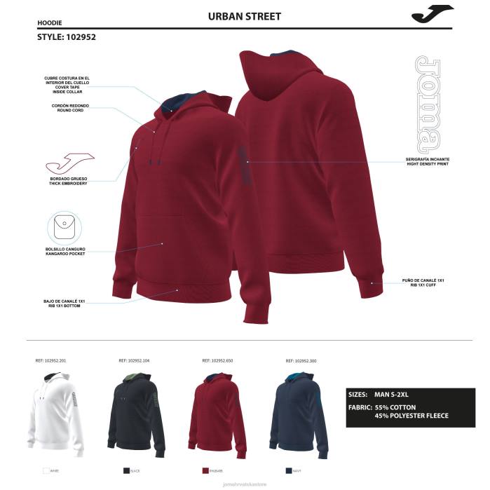 hr Joma pulover s kapuljačom urbana ulica crno 6FVN4728 muškarci