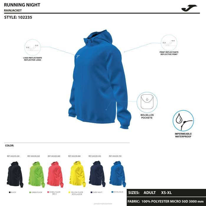 hr Joma kišna jakna elita viii fluorescentno žuta 6FVN3560 muškarci