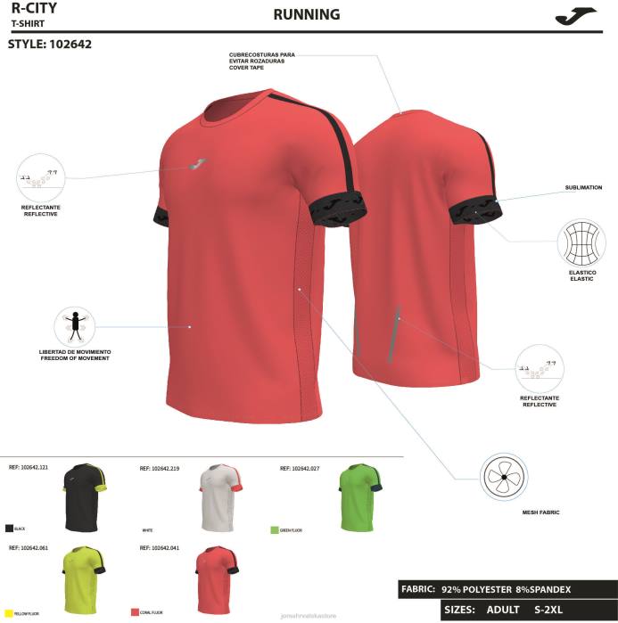 hr Joma košulja kratkih rukava r-city fluorescentni koralj 6FVN4755 muškarci