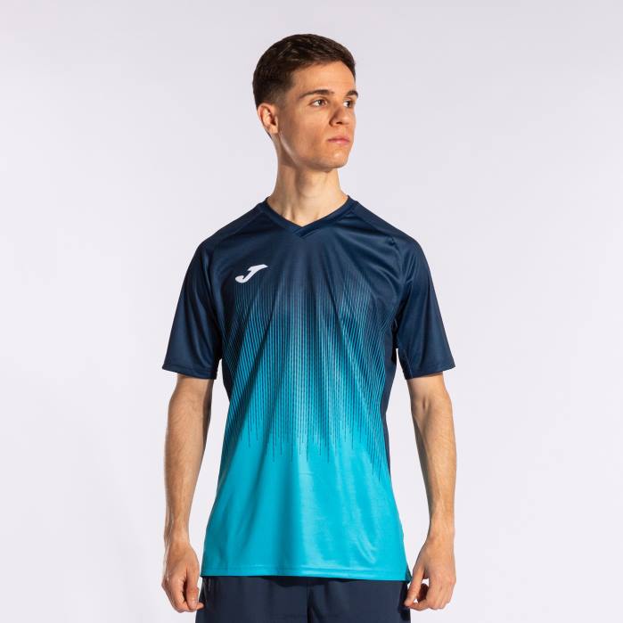 hr Joma košulja kratkih rukava tigar iv fluorescentno tirkizno tamnoplava 6FVN485 muškarci