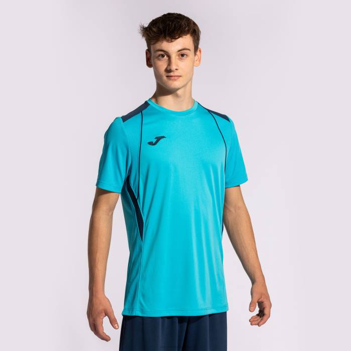 hr Joma majica kratkih rukava prvenstvo vii fluorescentno tirkizno tamnoplava 6FVN646 muškarci
