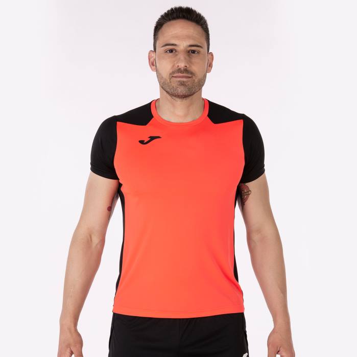 hr Joma rekord košulje kratkih rukava ii fluorescentna koraljna crna 6FVN4178 muškarci