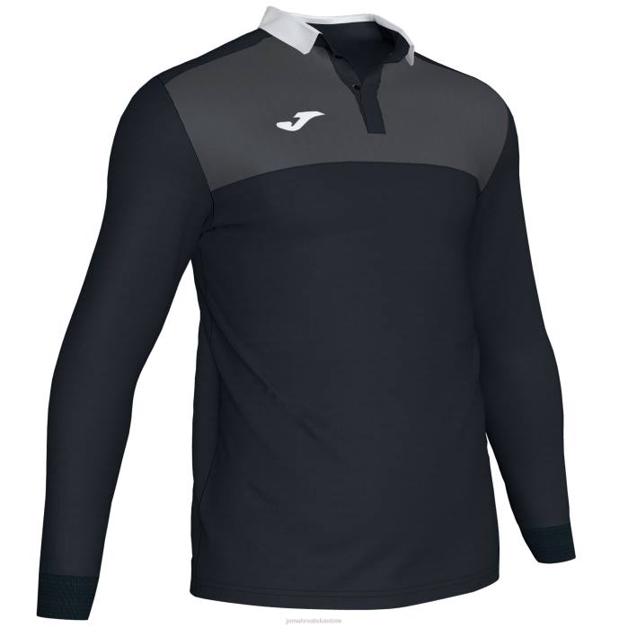 hr Joma polo majica dugih rukava dobitnik ii crno tamno sivo 6FVN3123 muškarci