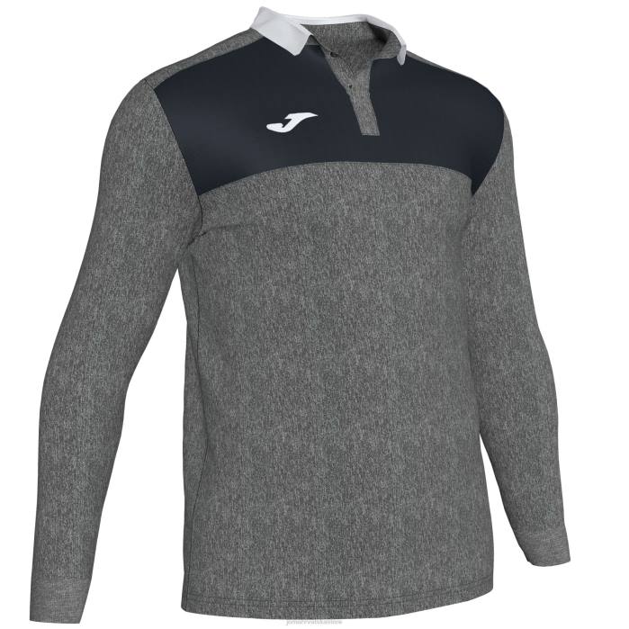 hr Joma polo majica dugih rukava dobitnik ii melange siva crna 6FVN4341 muškarci