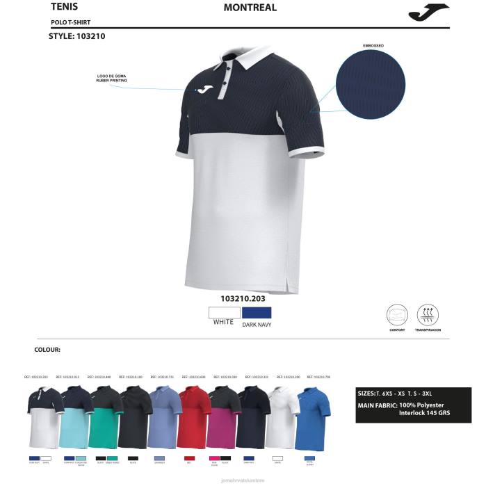 hr Joma polo majica kratkih rukava montreal mornarsko plava 6FVN614 muškarci
