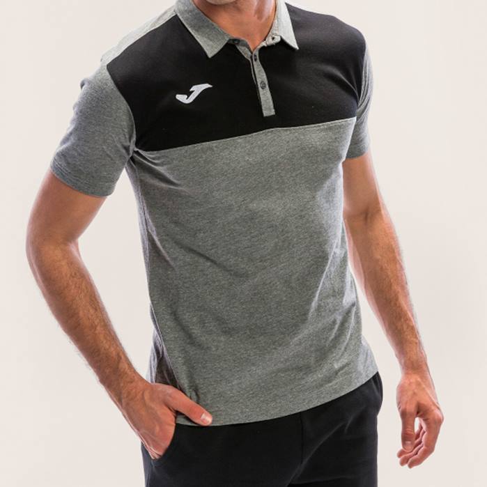 hr Joma polo majica kratkih rukava pobjednik melange siva crna 6FVN4160 muškarci