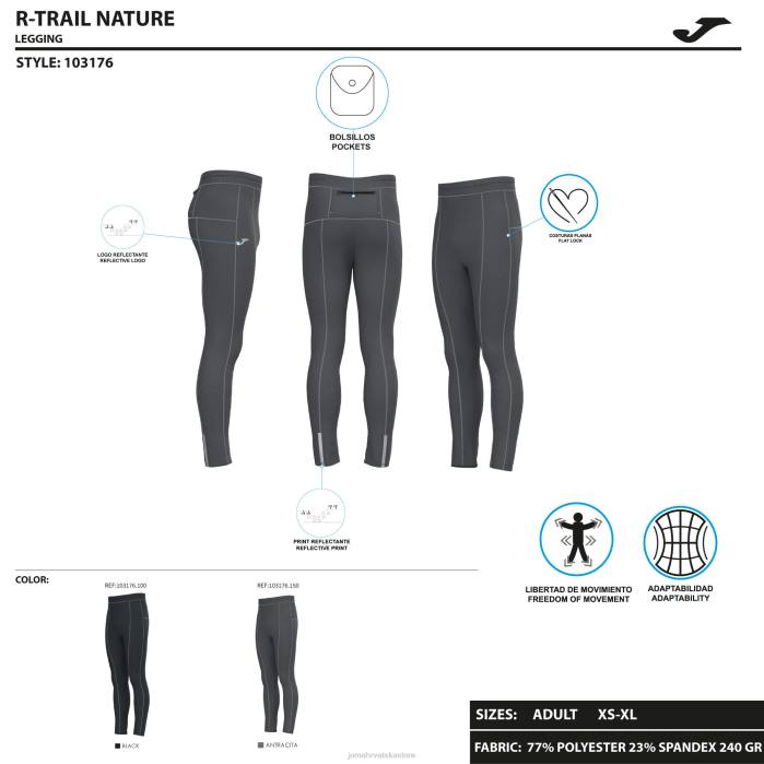 hr Joma duge tajice r-night crno 6FVN4760 muškarci