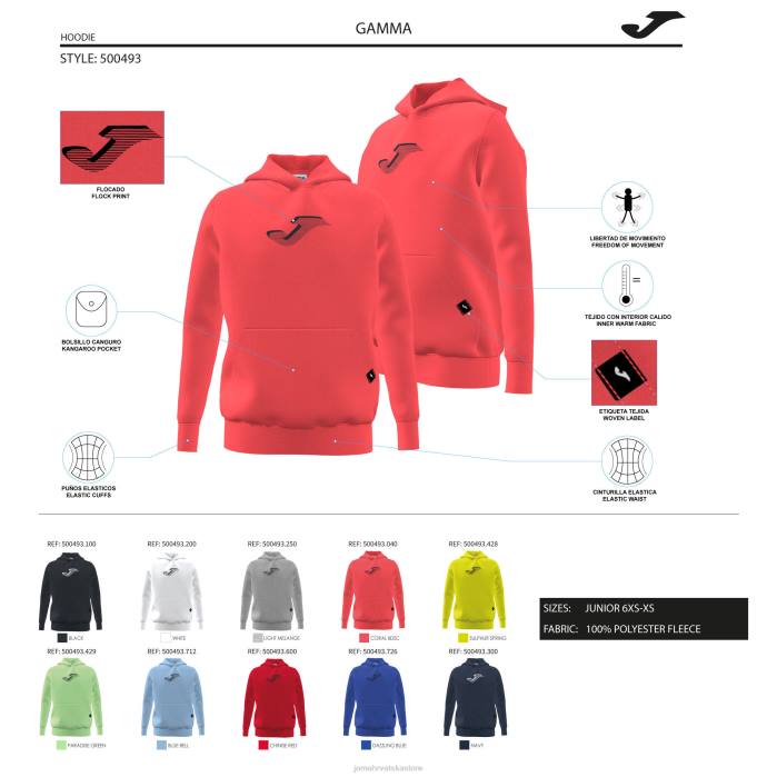 hr Joma pulover s kapuljačom junior gama melange siva 6FVN2703