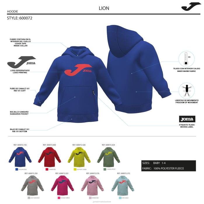 hr Joma pulover s kapuljačom junior lion ljubičasta 6FVN2812