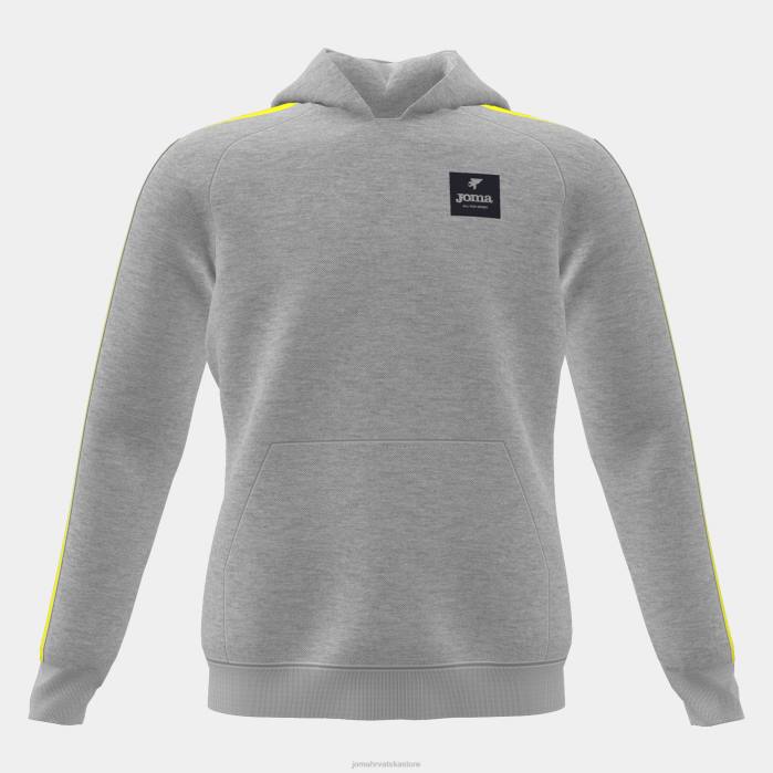 hr Joma pulover s kapuljačom junior stripe melange siva limeta 6FVN2782