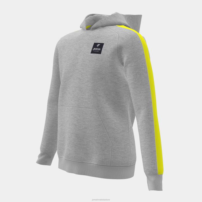 hr Joma pulover s kapuljačom junior stripe melange siva limeta 6FVN2782