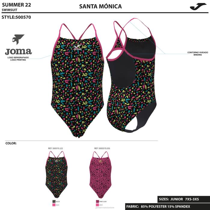 hr Joma djevojka u kupaćem kostimu santa monica crno 6FVN4135