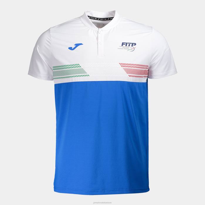hr Joma polo majica kratkih rukava talijanska teniska i padel federacija bijela kraljevsko plava 6FVN4750