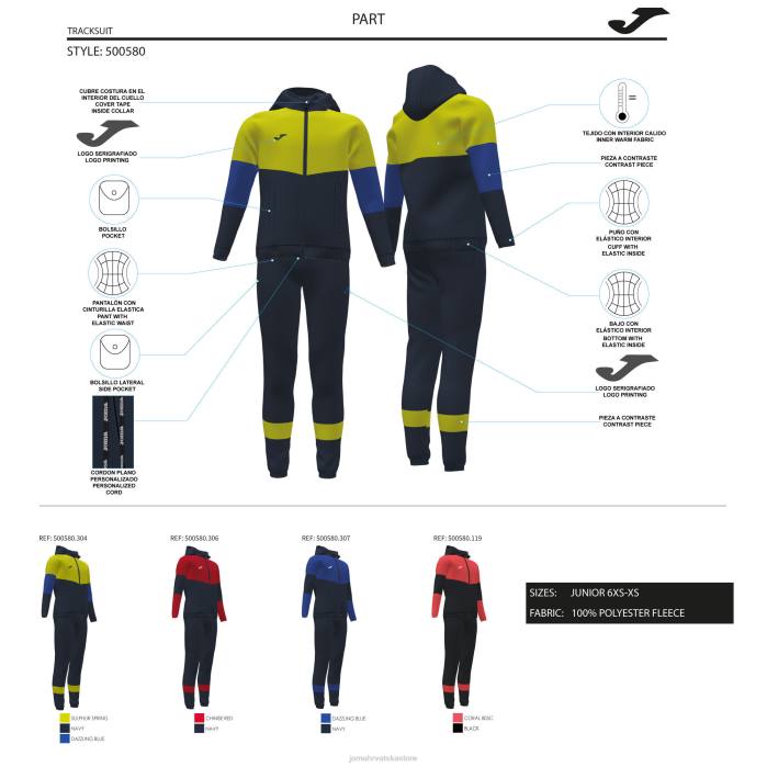 hr Joma trenirka dječački dio crni fluorescentni koralj 6FVN2708