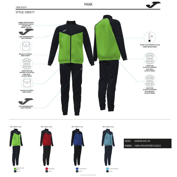 hr Joma trenirka dječak park fluorescentno tirkizno crna 6FVN2808