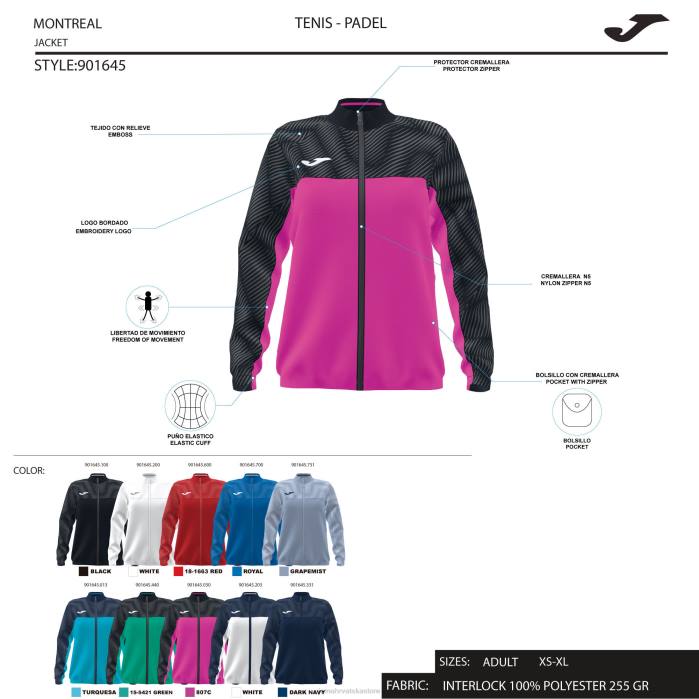hr Joma jakna montreal fluorescentno tirkizno tamnoplava 6FVN2620 žene