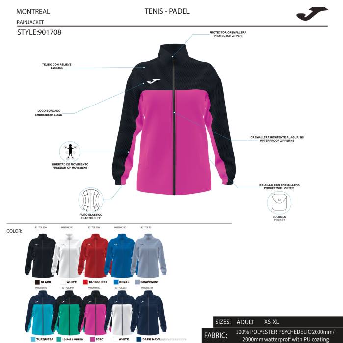 hr Joma kišna jakna montreal fluorescentno ružičasta 6FVN2295 žene