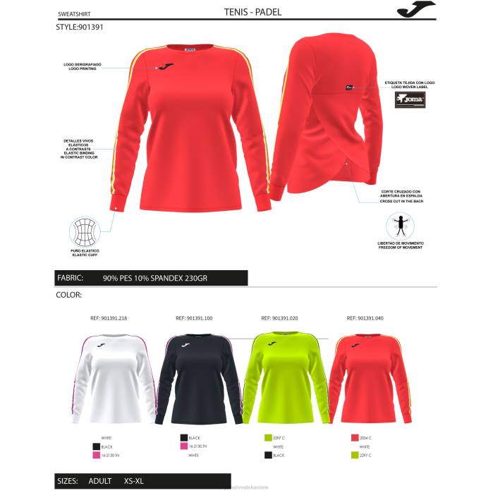 hr Joma sweatshirt break fluorescentni koralj 6FVN2006 žene