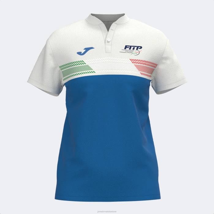 hr Joma polo majica kratkih rukava talijanska teniska i padel federacija bijela kraljevsko plava 6FVN1589 žene