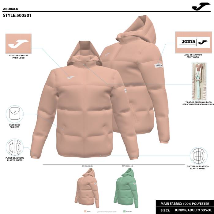 hr Joma anorak lav svijetloružičasta 6FVN2536 žene